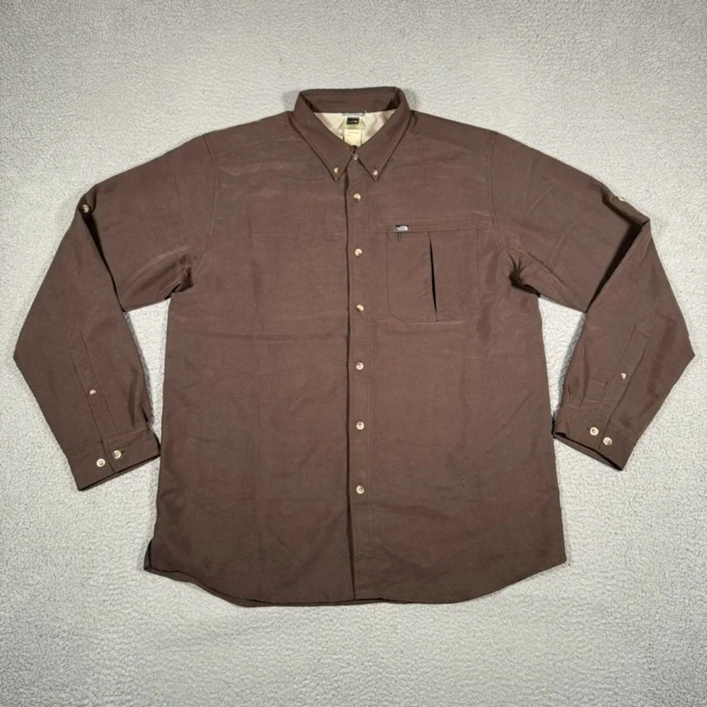 The North Face Shirt Mens XL Brown Casual Outdoor Preppy Hiking Modal Blend Logo